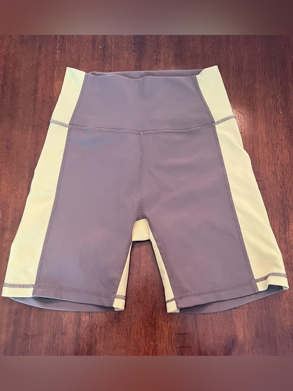 Wilo the Label Olive Green Color Block 6” Ribbed Biker Bike Shorts Size S Active